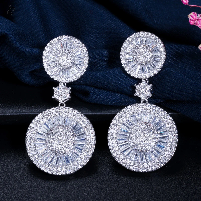 

Circle Element White Zircon Bling Women's Ear Ornament Fashion Female Garment Decorated Ear-studs Accessories