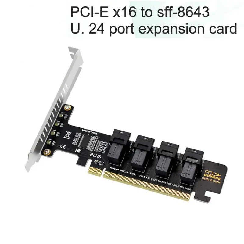 

NGFF PCI-E 16X To Four U.2 U2 Kit SFF-8639 NVME PCIe SSD Adapter VROC Raid0 Hyper For Mainboard SSD SFF-8643 PCIe4.0 Split Card