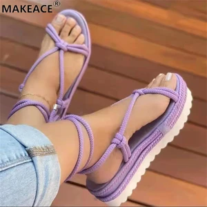 Summer Womens Roman Style Open Toe Feet Bare Strap Outdoor Casual Sandals Fashion Platform Womens Shoes 43 Size Beach Slippers