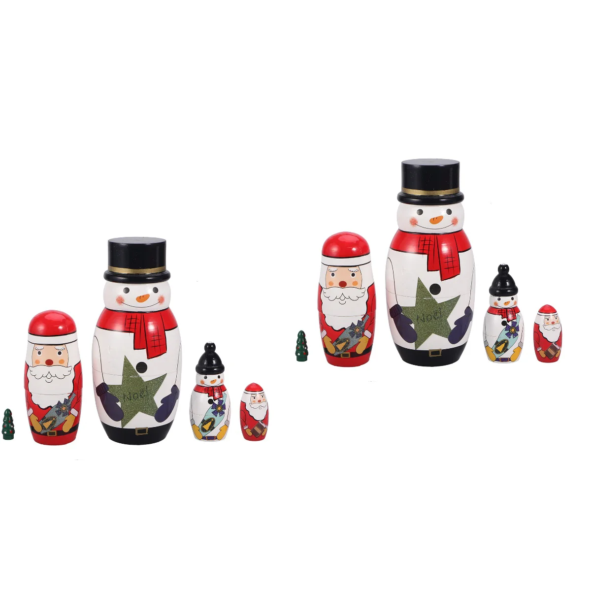 

Dollsrussian Snowman Christmas Wooden Nesting Party Figurine Gift Favor Toys Tabletopstacking Xmas