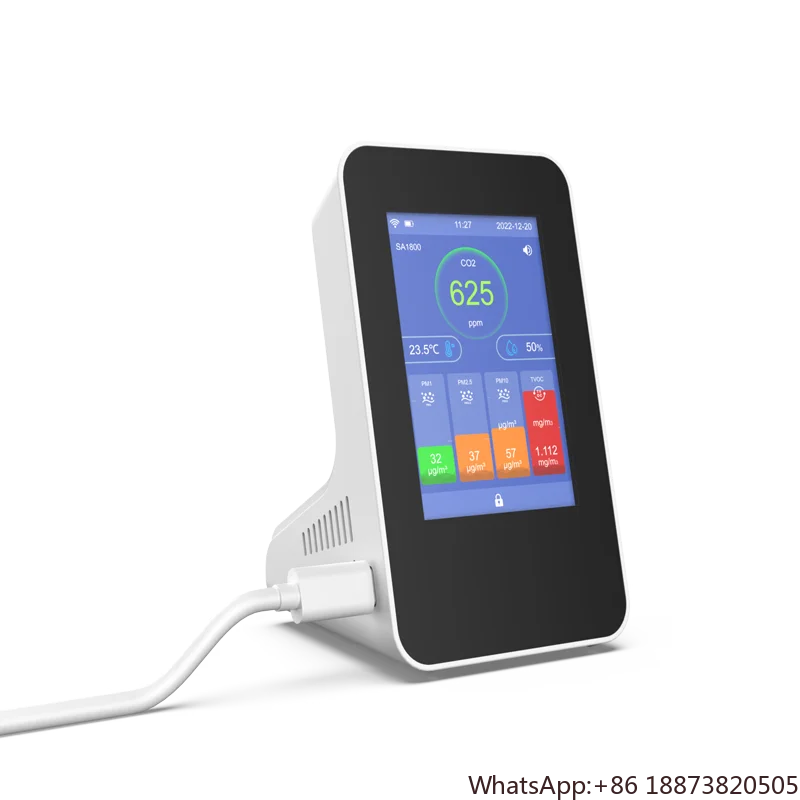 PM2.5/TVOC/формальдегид/TEMP/HCHO Tuya WIFI сенсорный экран настольная аккумуляторная