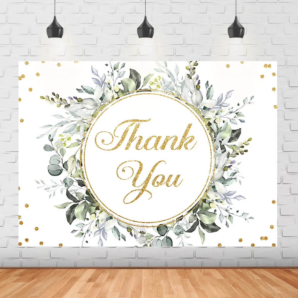 

Зеленый фон для фотосъемки с надписью «Thank you» в стиле бохо