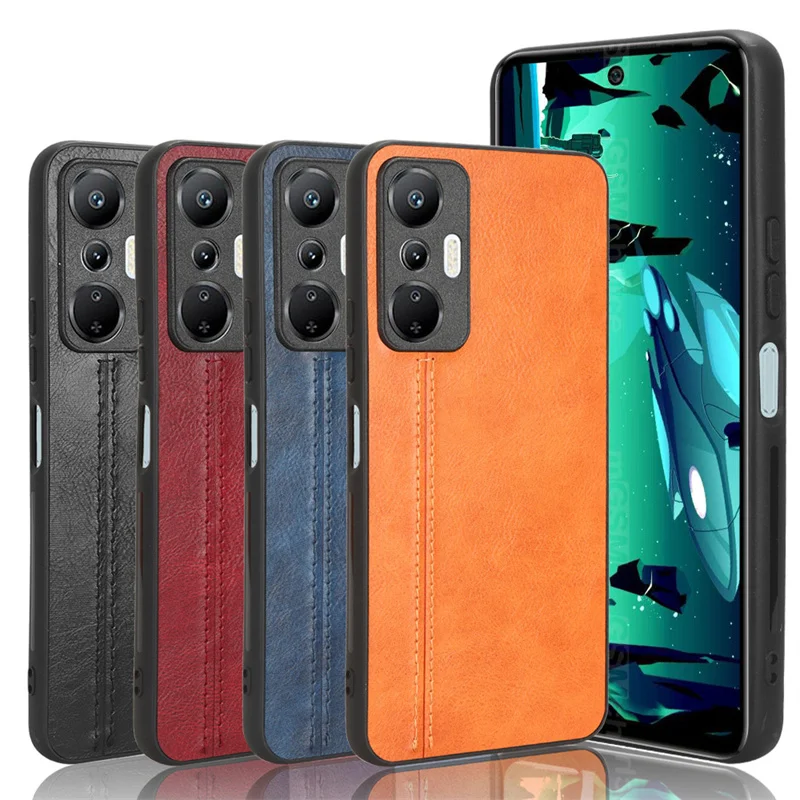 

For Infinix Hot 20S X6827 Case Suture Calfskin Soft Edge PU Leather Hard Phone Bag Cover For Infinix Hot 20S Back Case