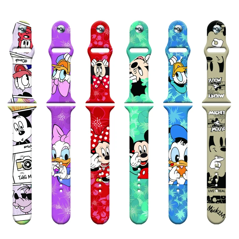 Disney Mickey Minnie Silicone Strap For Apple watch band 44mm 45mm 42mm 40mm 38mm 41mm bracelet iWatch apple watch 6 5 3 SE 7