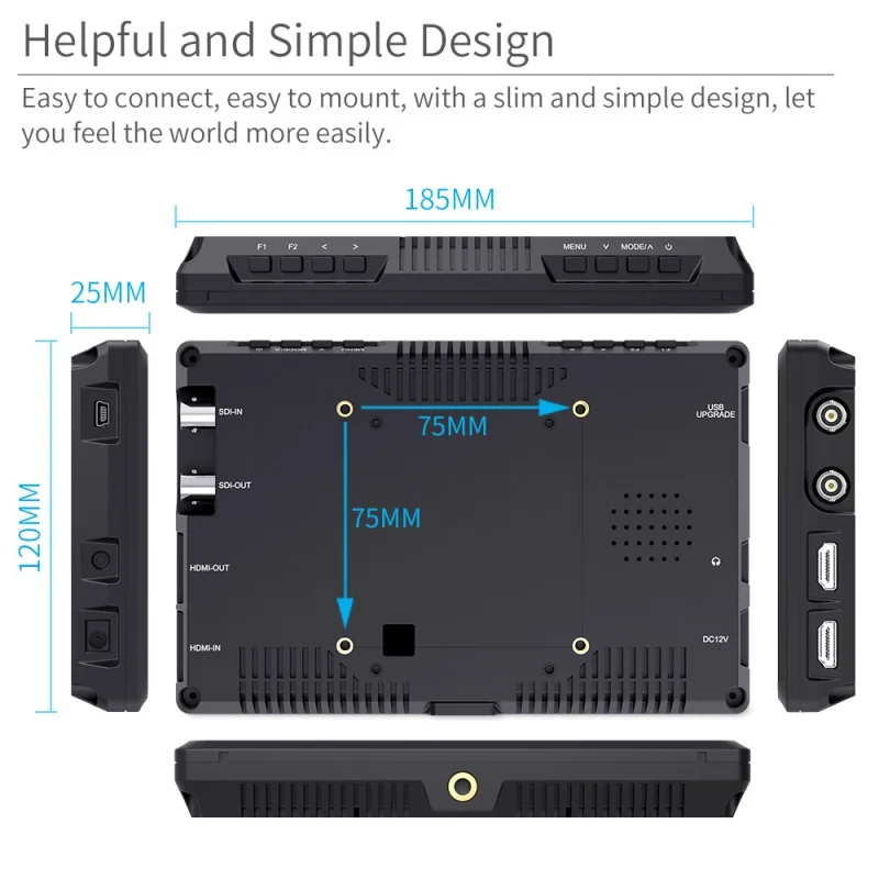 

FEELWORLD FW279S 7 Inch 2200nit Daylight Viewable 3G-SDI Mini HDMI on Camera DSLR Field Monitor 4K HDMI 1920X1200 for Outdoor