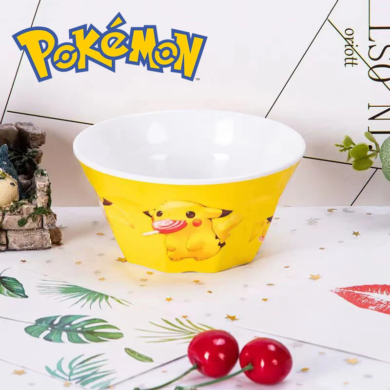

Pokemon Kids Bowl Pikachu Cartoon Anime Figures Food Plastic Tableware Anti-scald Anti-Fall Dish Baby Kindergarten Dinner Bowls