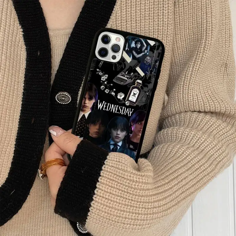 Wednesday Luxury Protection Phone Case Silicone PC+TPU Case for iPhone 11 12 13 Pro Max 8 7 6 Plus X SE XR Hard Fundas