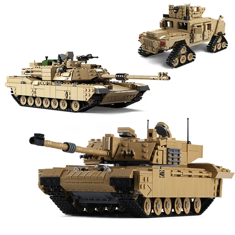 WW2 Военный танк UK Challenger 2 головоломка Сборка строительные блоки США M1A2 гусеничный