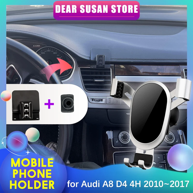 Car Mobile Phone Holder for Audi A8 D4 4H 2010~2017 2011 2012 2013 Auto GPS Air Vent Clip Tray Stand Support Accessories iPhone