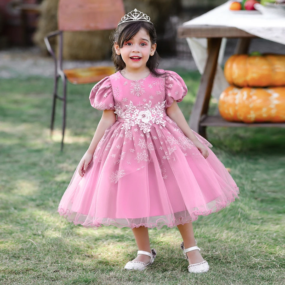 

Тюлевые платья-пачки для дня рождения, свадебное вечернее платье, платье для маленьких девочек, платье с бусинами и снежинками, Детский костюм принцессы