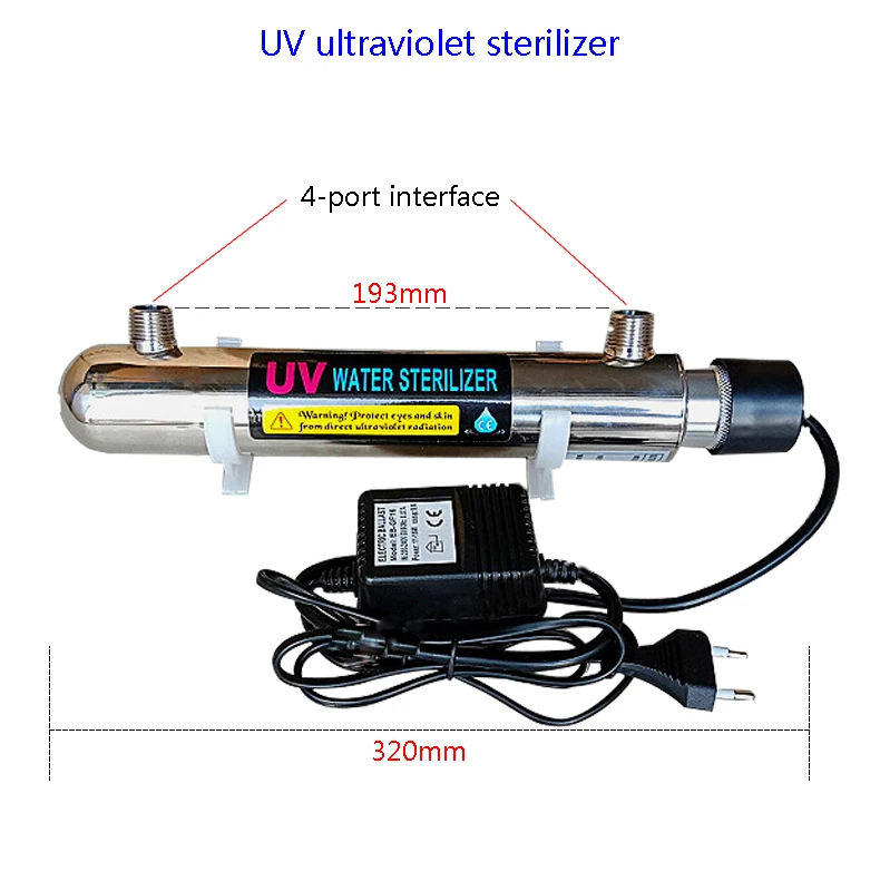 110V/220V Stainless Steel UV Water Sterilizer Ultraviolet Tube Lamp Direct Drink Disinfection Filter Aquarium Fish Tank Purifier