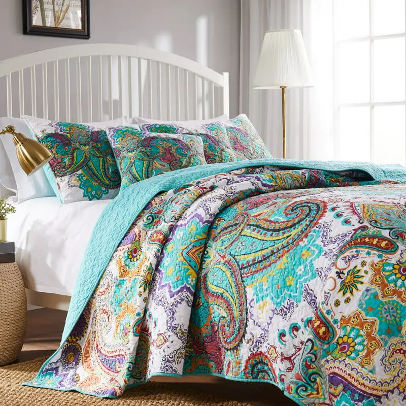 

Nova Bohemian Paisley Oversized Cotton Quilt Set, 2-Piece Twin/ For Adults
