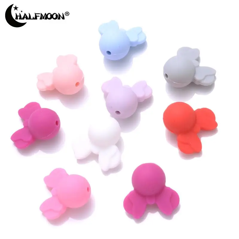 10 шт., силиконовые бусины для прорезывания зубов, 21 х2 мм