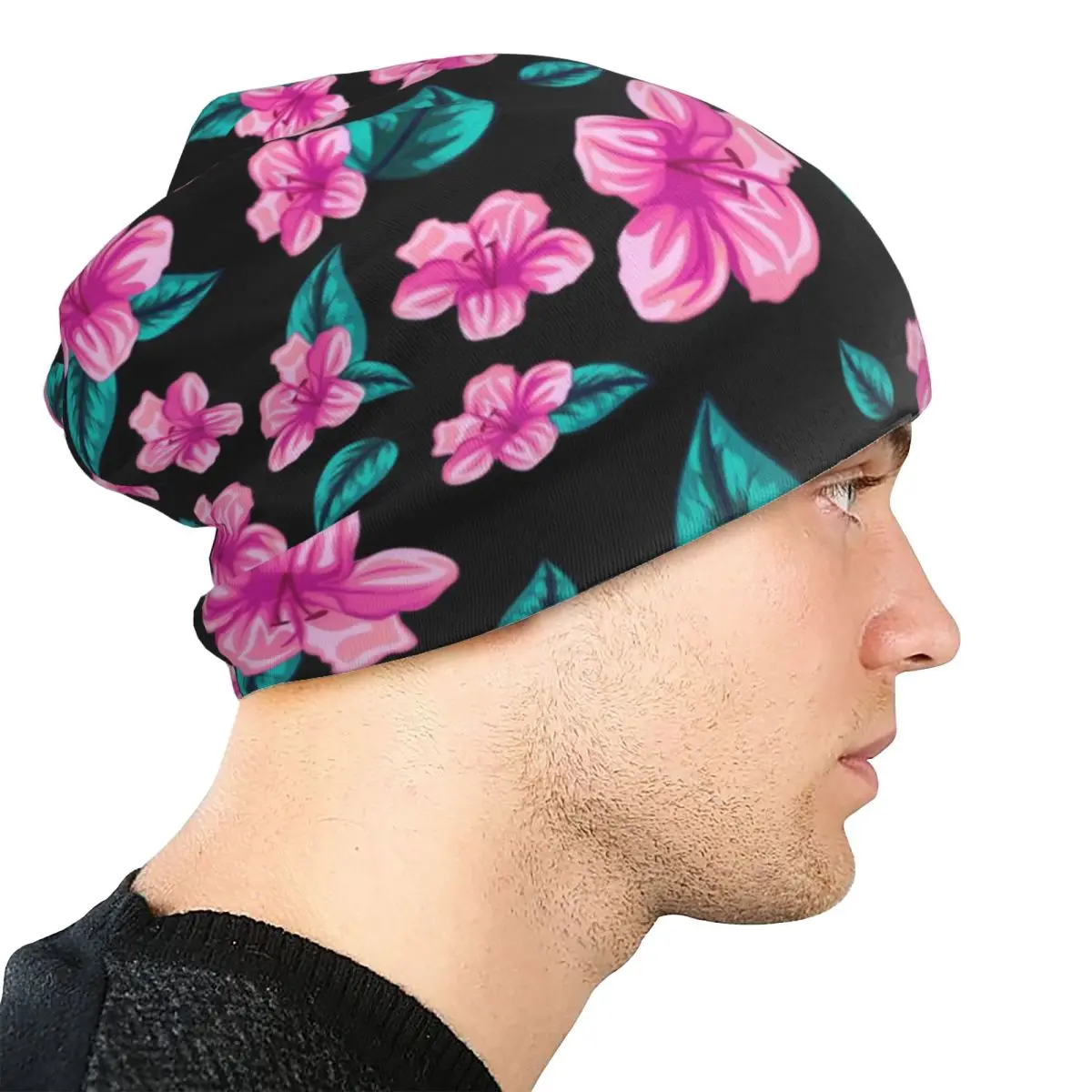 Шапки-бини с тропическим цветочным принтом шапочки гавайским цветком и черепами