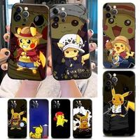 pokemon pikachu cosplay phone case for iphone 11 12 13 pro max 7 8 se xr xs max 5 5s 6 6s plus black soft silicone case pikachu