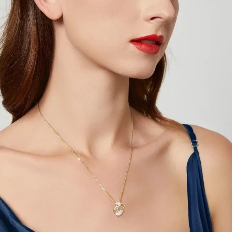 Ожерелье женский универсальный комплект Маленький лебедь с бриллиантами