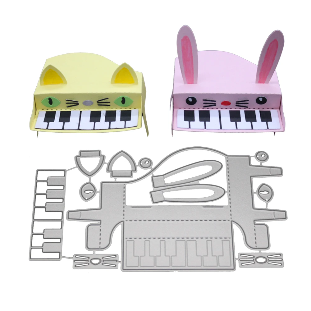 Милый кролик фортепиано и кошка металлические штампы канцелярские инструменты