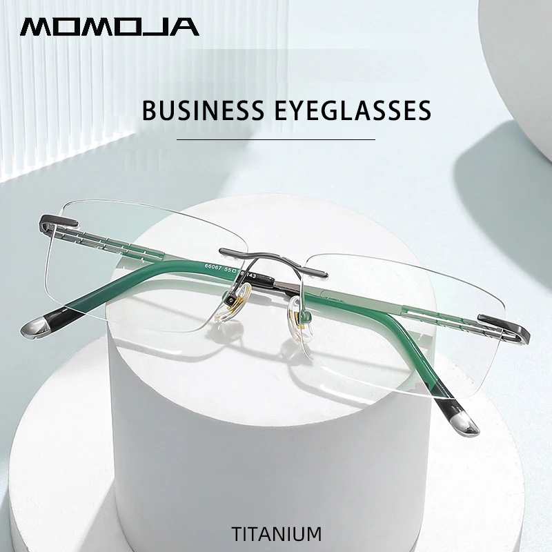 Модные квадратные Роскошные деловые очки MOMOJA в стиле ретро без оправы