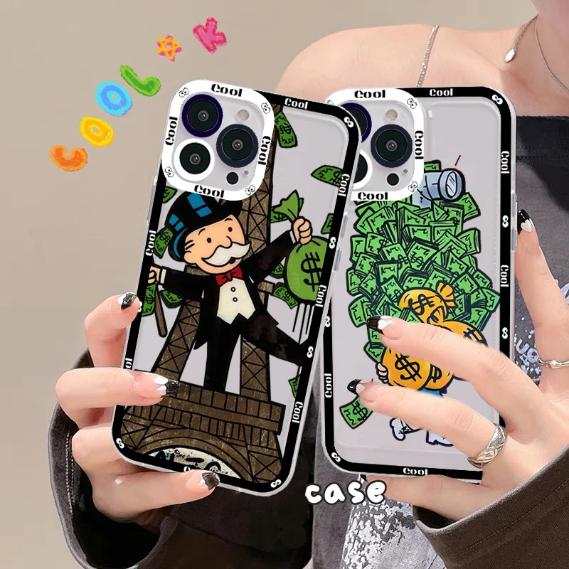 

Cartoon Luxury Dollar MonopolyS Phone Case for iPhone 11 12 13 Mini Pro Max 14 Pro Max Case shell