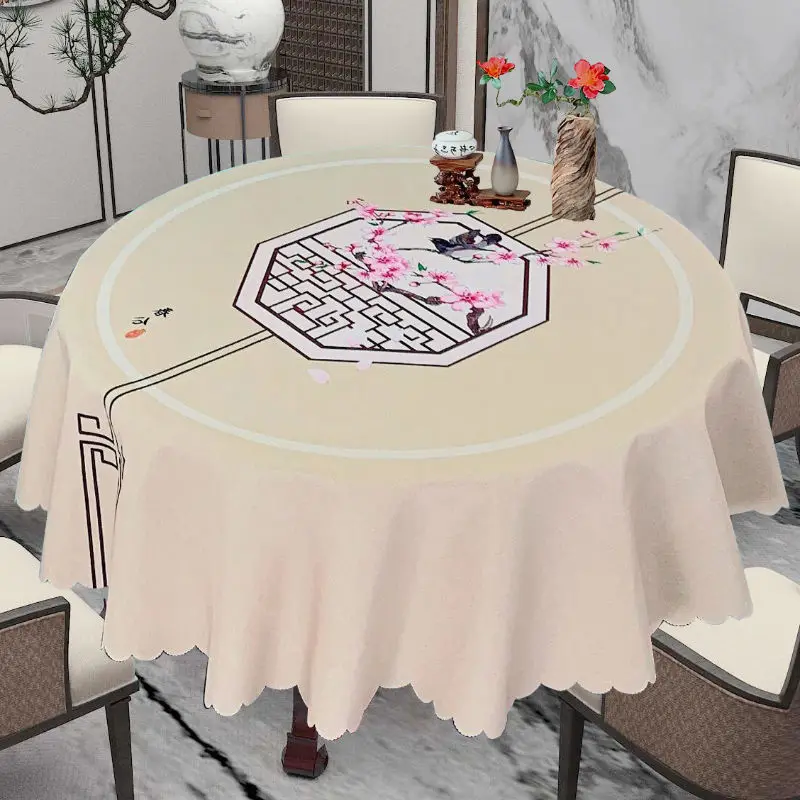 

Chinese wind circle round table cloth wind oil waterproof and hot_Jes4087