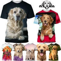 summer cute golden retriever 3d printing t shirt men and women fashion casual cure funny dog round neck short sleeve tops