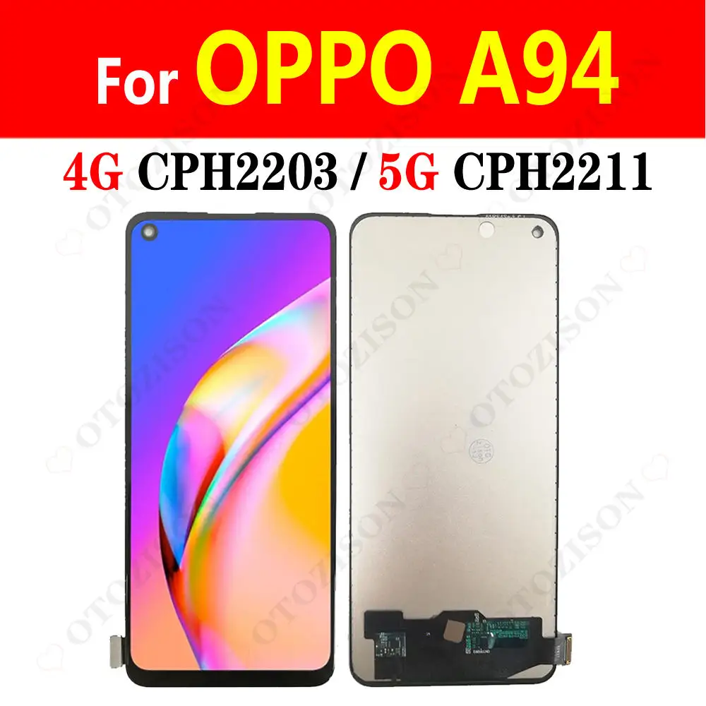 Najtaniej Ekran Incell Dla OPPO A94 5G CPH2211 Wyświetlacz A94 4G CPH2203 LCD Dotykowy Czujnik Digitizer Zgromadzenie A94 Części Zamienne Testowanie Pomyślne