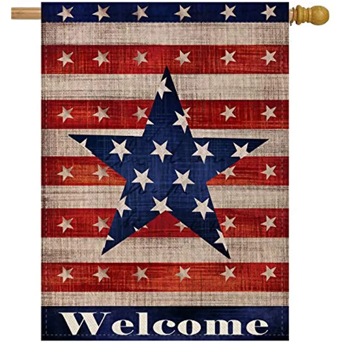 

Home Decorative Large 4th of July Patriotic Star Memorial Day House Flag Double Sided, Welcome Quote House Yard Decor