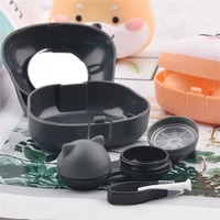 cartoon dog contact lens case bute containers holder set with mirror portable travel lens storage box container soaking box kit