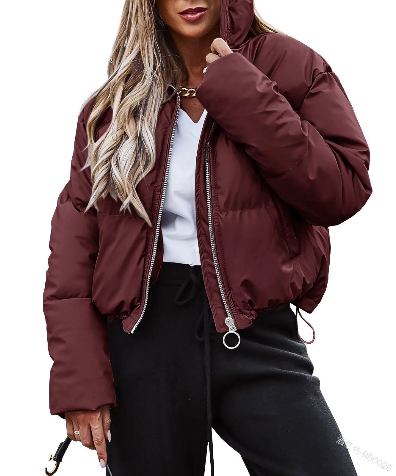 2022 Stand Collar Parkas Short Coat Women 'S Casual Fashion Long-Sleeve Zipper Top