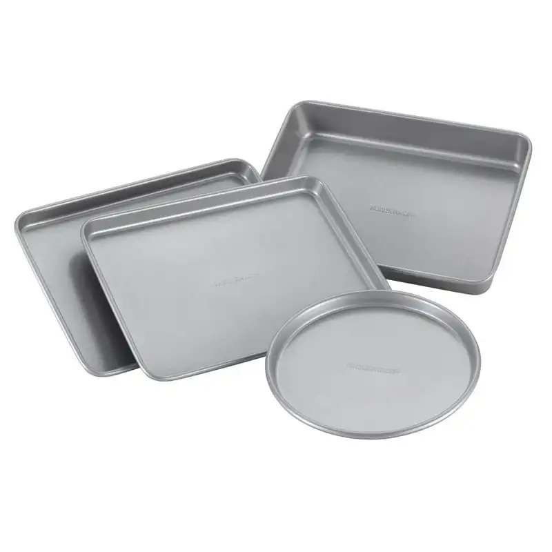 

Piece Nonstick Bakeware Toaster Oven Set, Gray Pizza accessories Baking tray Wooden box Silicone air fryer liner Aluminium pan P