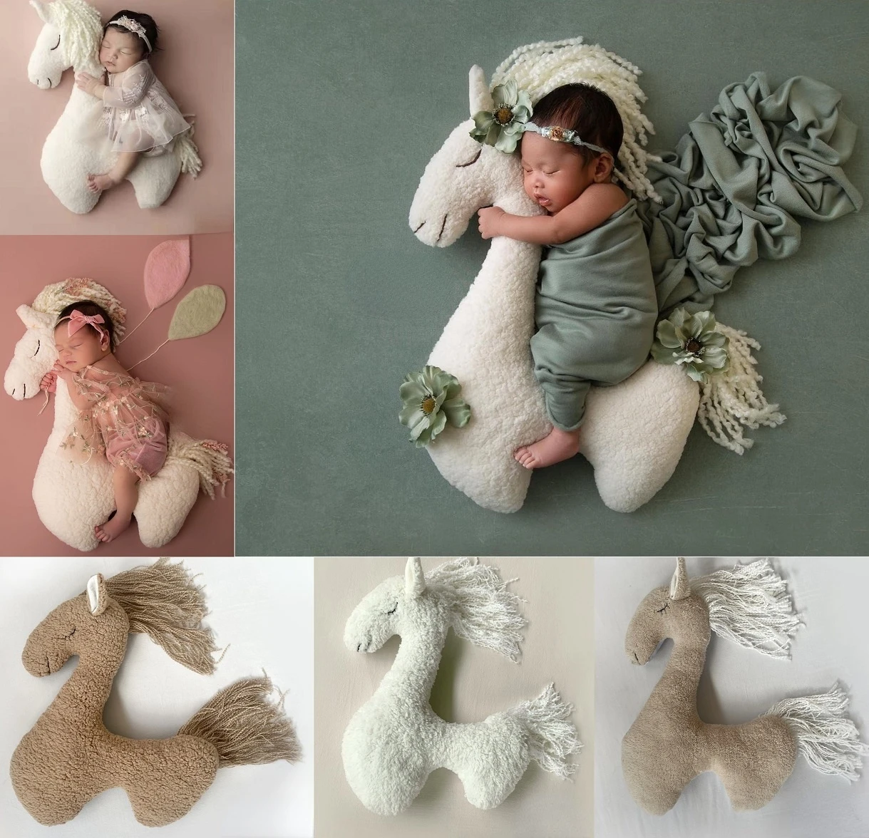 Реквизит для фотосъемки новорожденных коврик подушка одеяло фоны для фотостудии коврик для фотосъемки Милая лошадь плюшевая кукла