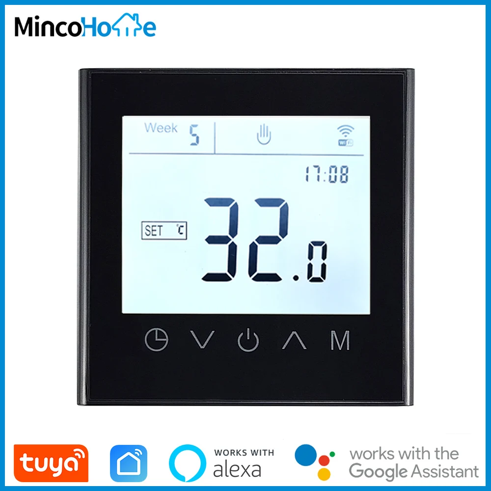 

Умный Wi-Fi термостат Tuya, контроллер температуры для электрического котла, 16 А, 3 А, работает с сенсорным экраном Google Home
