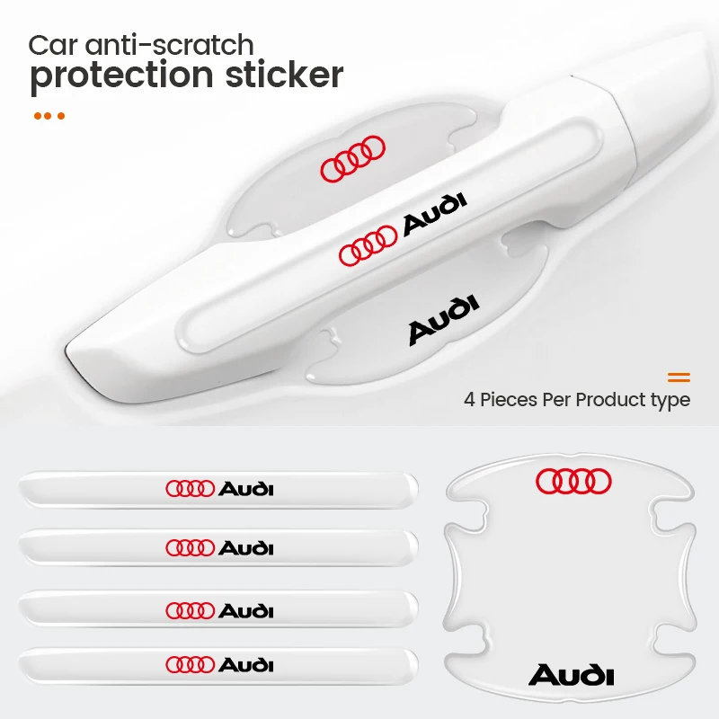 Наклейки на царапины дверную чашу автомобиля для Audi Sline A3 Q5 Q8 A4 B8 B7 A6 C7 A5 A7 A8 B9 B6 C6 Q3 Q4