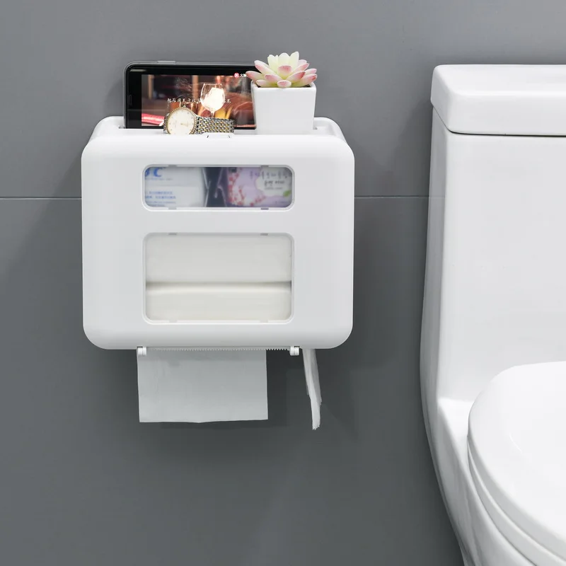 4 Color Double Layer Toilet Paper Holder Toilet Tissue Box Wall Mount Multifunction Waterproof Bathroom Storag Durable Home enlarge