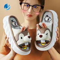 Mo Dou All Senson Designer Slippers Cute Cartoon Lovely Animals Bedroom Cotton Home Shoes Indoor Thick Sole Couples Men Women