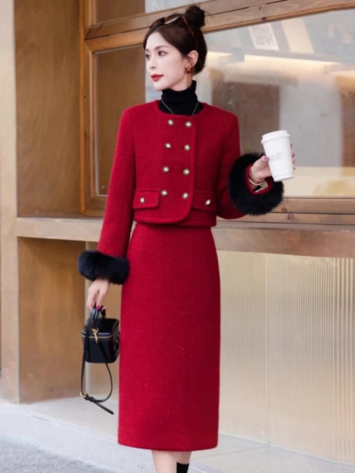 Свадебное платье свекрови новинка 2024 осень и зима высококачественное красное с