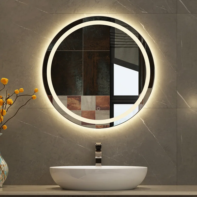 

Зеркало в скандинавском стиле со светодиодными лампочками, зеркало для ванной комнаты с подсветкой для макияжа, умное безфокусное зеркало, ...