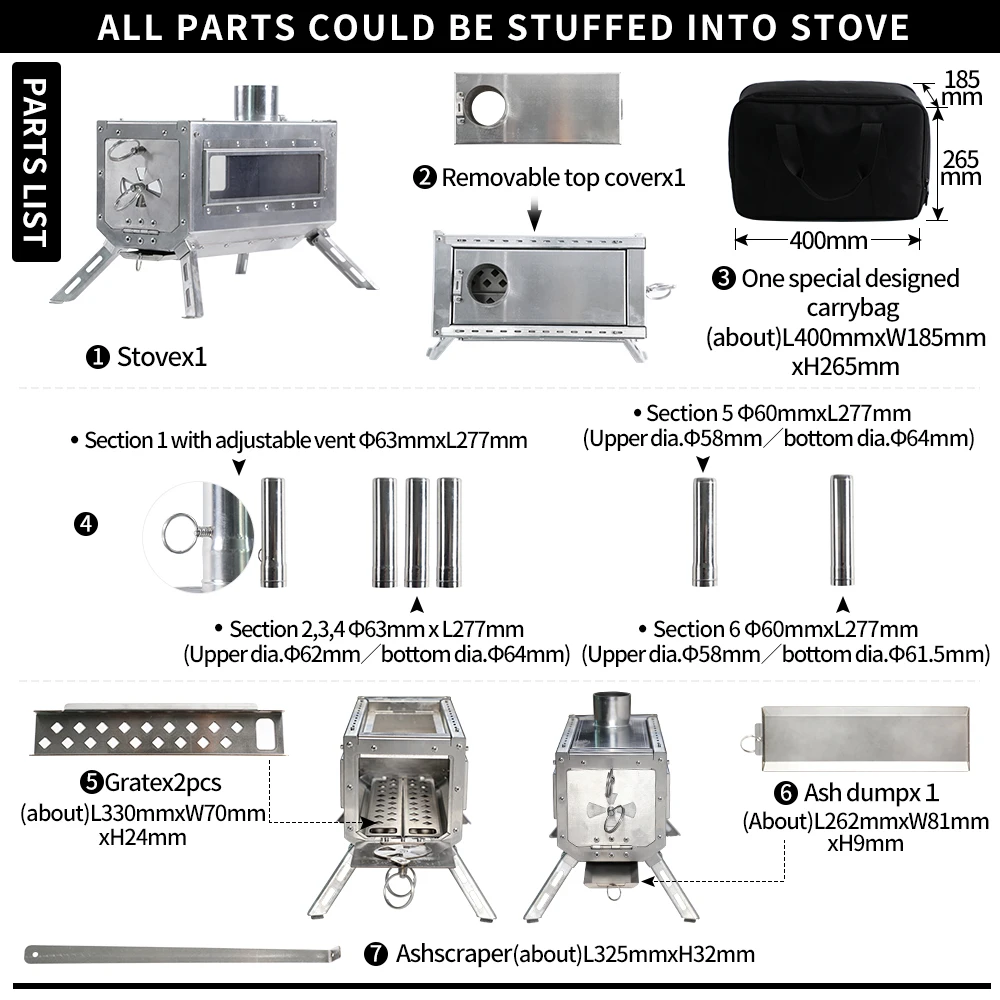 Складная настольная дровяная печь Soomloom