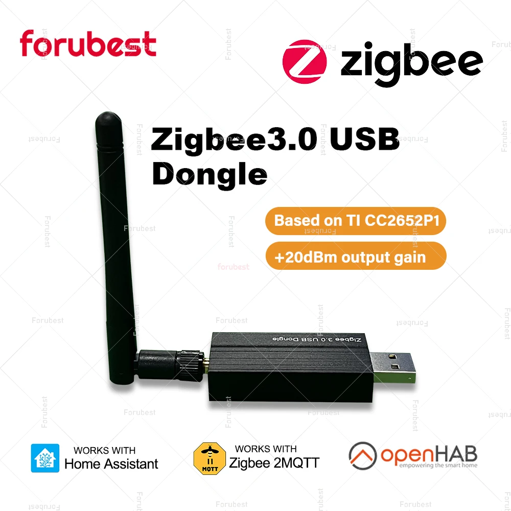 Фото USB-ключ Zigbee 3.0 с антенной, универсальный концентратор беспроводного шлюза Zigbee, поддержка домашнего помощника Zigbee2MQTT, Raspbian, OpenHAB №1