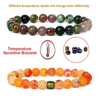changing color mood bracelet emotion temperature sensing beads bracelet men natural tiger eye stone bracelet smart jewelry women