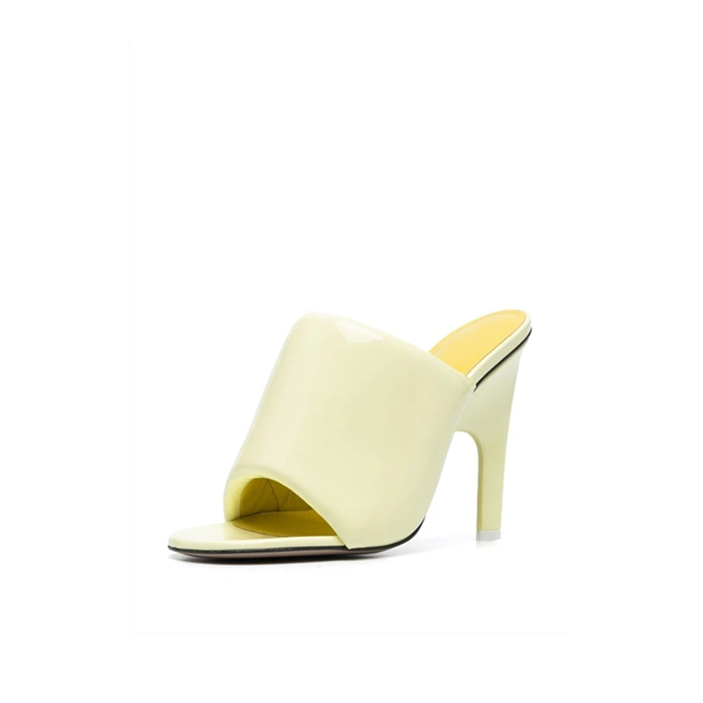 One Word Belt Sponge Round Toe Peep Toe High Heels Shoes Fashion Women Party Banquet Sexy Slippers Sandals with Profiled Heels