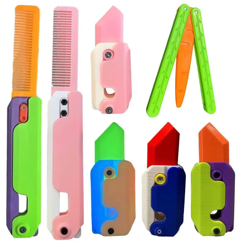 

3D Carrot Gravitys Knife luminous Fidget Toys kids Decompressions Push Card Small Toy 3D Printing Plastic Carrot Knife Comb