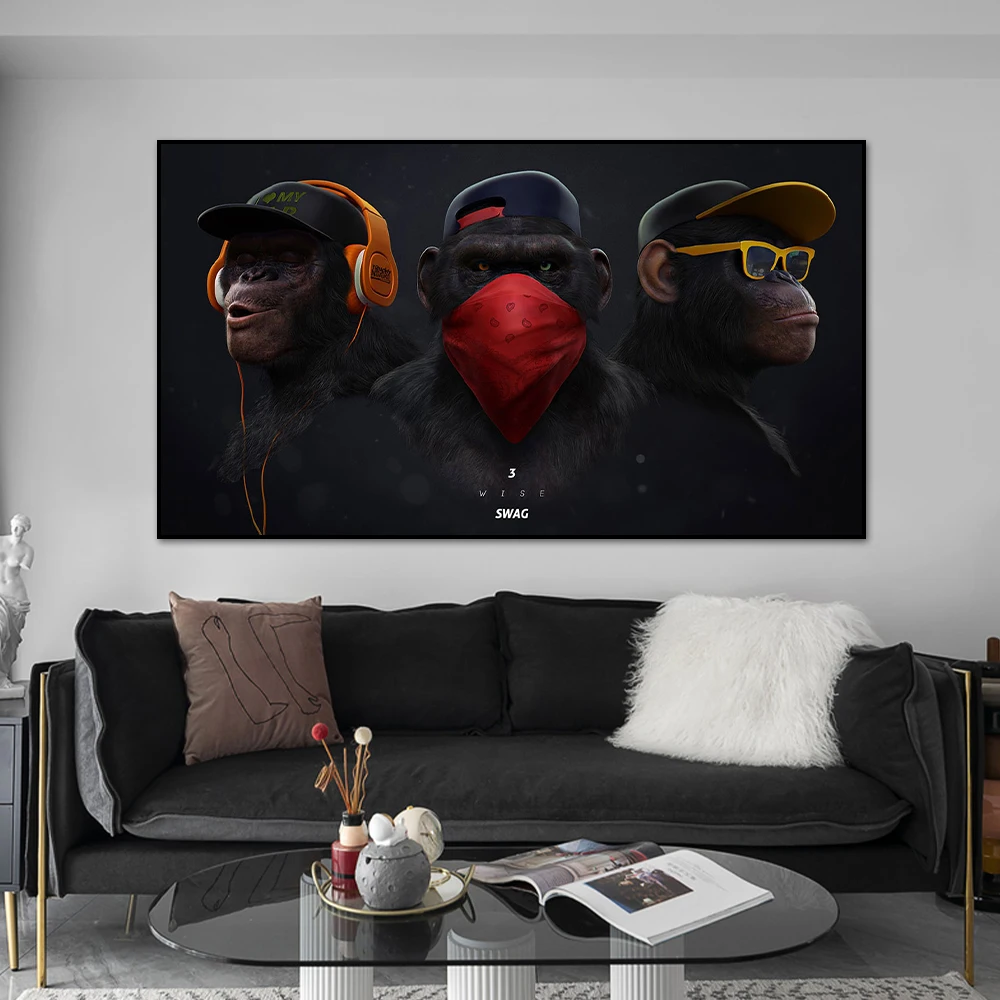 

Masked Monkey Poster Muscular Orangutan Canvas Painting Chimp Wall Art Pictures Modern Living Room Bedroom Decoration Prints