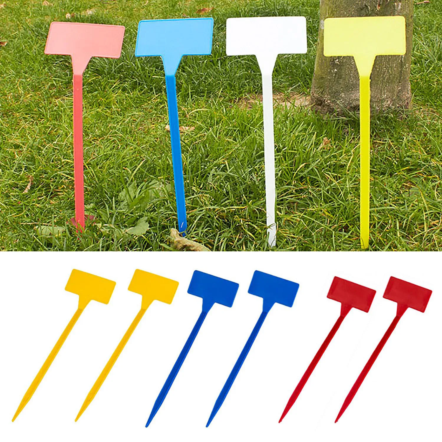 

10PCS T-Shape Plastic Thick Plant Labels Waterproof Reusable Nursery Flower Vegetables Seedling Herbs Garden Markers Sign Stakes