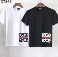 dsquared2 cotton letter print round neck short sleeve shirt casual mens womens clothing tops size%ef%bc%9am 3xl
