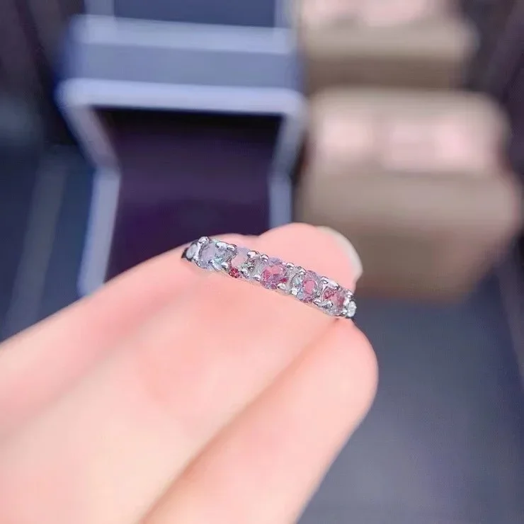 Новое настоящее серебро 925 кольцо с камнем Александра кольца изменяемого размера