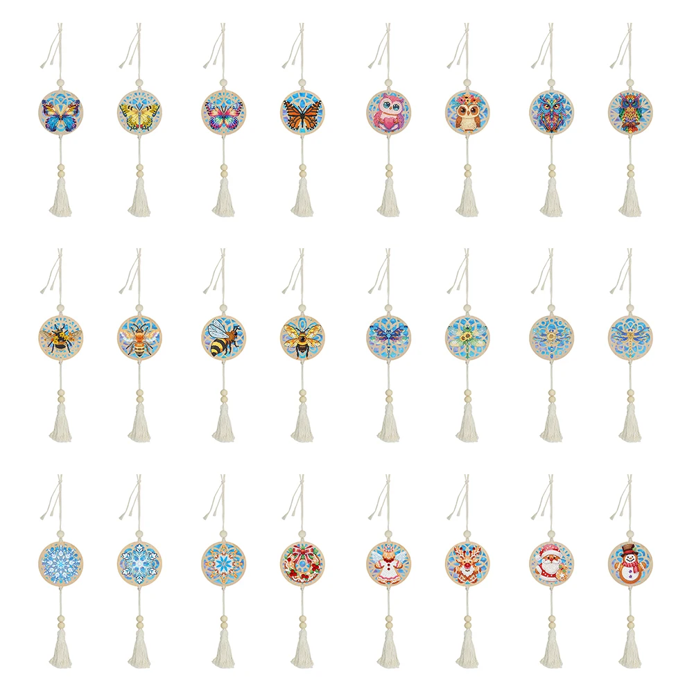 2 шт. деревянные двусторонние алмазные картины с кисточками