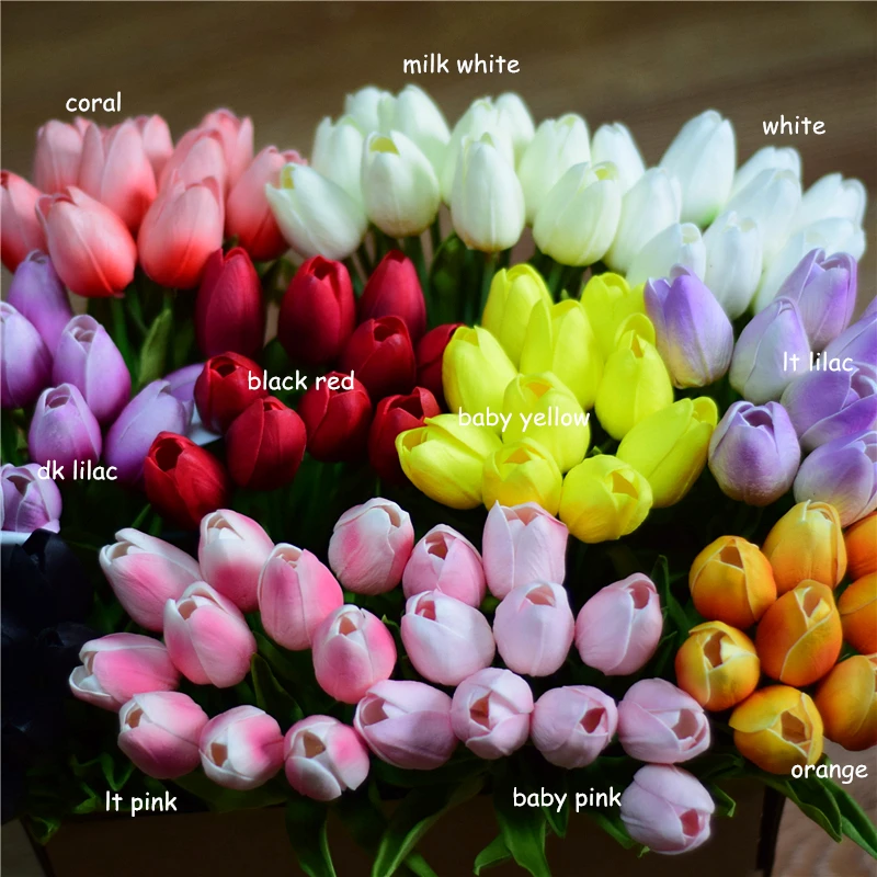 

30pcs white Tulips Artificial Flowers Real touch PU artificiales para decora Bouquet home Wedding decoration faux flowers