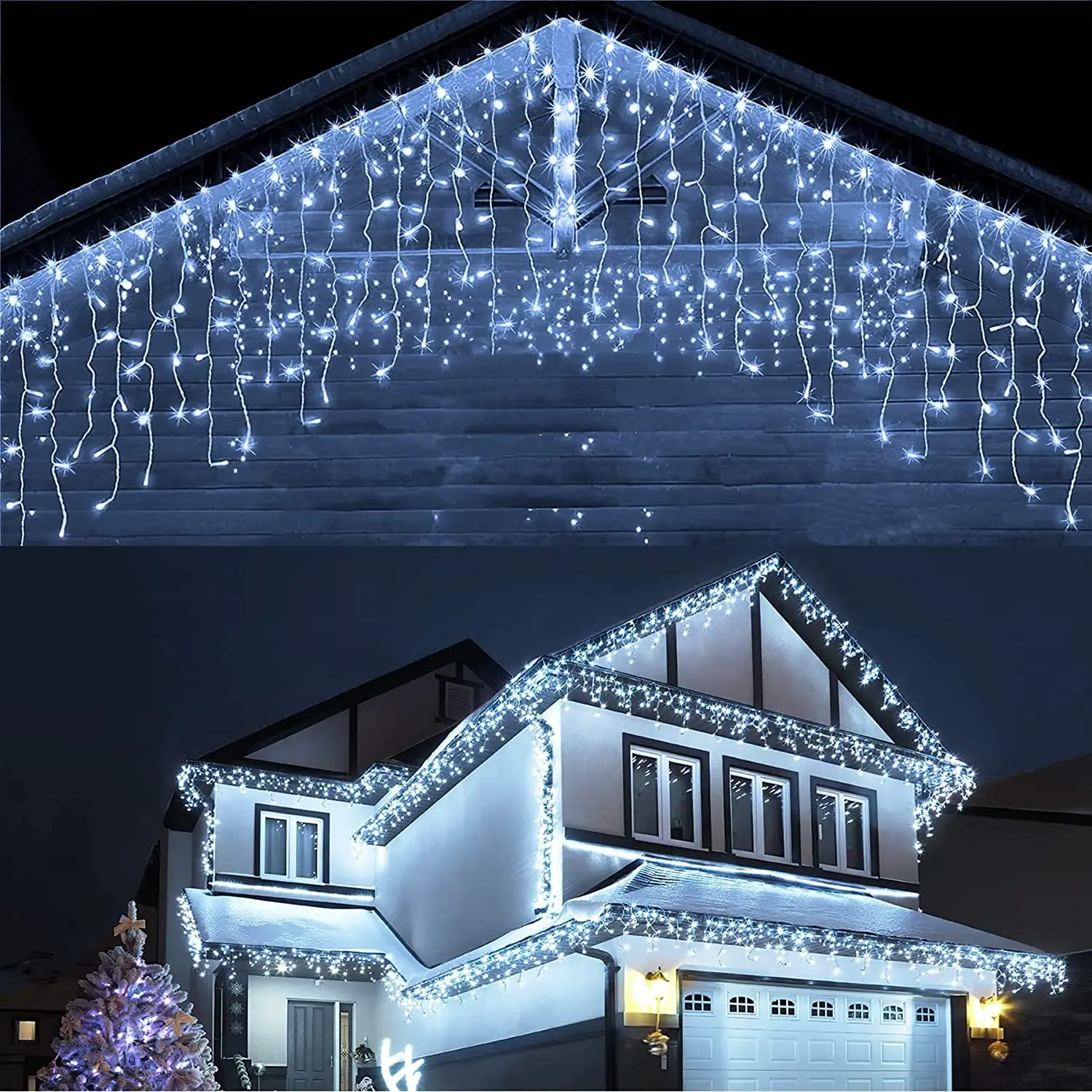 

Christmas Decorations For Home Outdoor LED Curtain Icicle String Light Street Garland On The House Winter Christmas decorate
