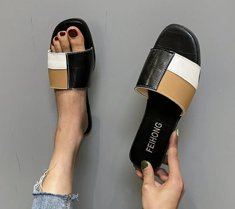 

Модные женские летние тапочки с рифленой подошвой, Нескользящие, удобные мягкие сандалии